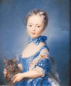 A Girl With A Kitten — Jean Baptiste Perronneau