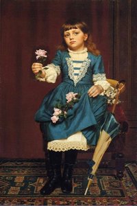 Daisy Mccomb Holding A Pink Rose — John George Brown