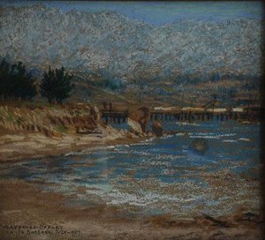 Typical Old Santa Barbara Sketch At Beach, (painting) — Mary Agnes Yerkes