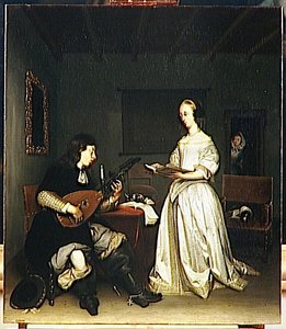 Le Duo Chanteuse Et Joueur De Luth Theorbe — Gerard Ter Borch