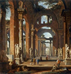 Statues In A Ruined Arcade — Giovanni Paolo Panini