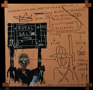 Native Carrying Some Guns, Bibles, Amorites On Safari — Jean Michel Basquiat