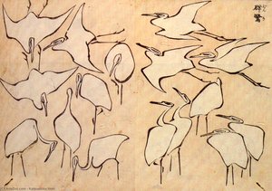 Kranid Lihtsustatud Õliõliillustratsiooni Kohta — Hokusai