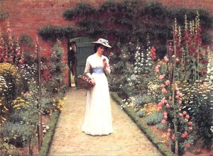 Lady In A Garden — Edmund Blair Leighton