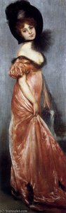 Young Girl In A Pink Dress — Albert Ernest Carrier Belleuse
