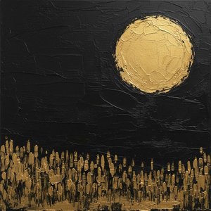 Celestial Gilded Radiance Suspended Within the Infinite Silence of Obsidian Shadows