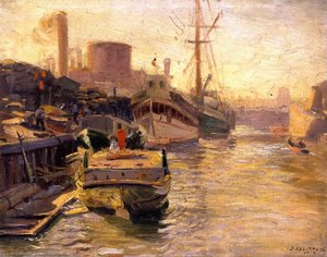 Chicago River (also Known As Dockside In Harbor) — Joseph Kleitsch