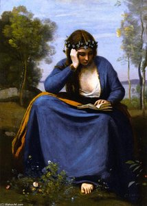 Donna Coronata Di Fiori Che Legge (anche Nota Come La Musa Di Virgilio) — Jean-baptiste-camille Corot