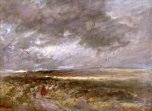 Moorland Landscape Shepherd And Sheep — David Cox The Elder