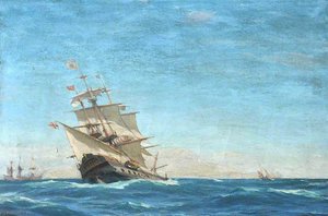 Hms 'juno' Going To Windward — John Fraser