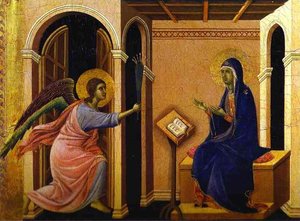 Maestó (frente, Paneles De Coronación), El Anuncio De La Muerte De La Virgen — Duccio Di Buoninsegna