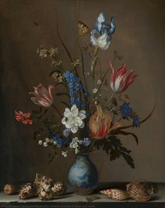 Flowers In A Wan-li Vase, With Shells — Balthasar Van Der Ast
