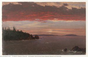 Península De Schoodic Desde Mount Desert Al Amanecer — Frederic Edwin Church