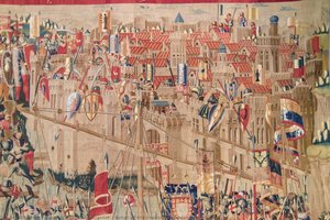 Detail Of The Tapestry “landing In Asilah” — Tournai Passchier Grenier