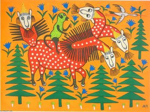 Monkey Riding A Four-headed Beast — Maria Primachenko