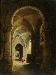 Interior Of A Cloister With Figures — François Marius Granet