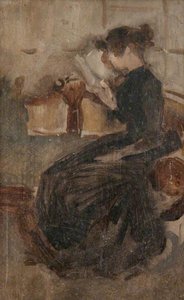 A Girl Seated On A Sofa Reading A Book — Beatrix Whistler