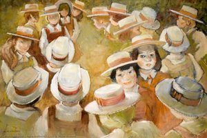 Girls In Straw Boaters — Irene Welburn