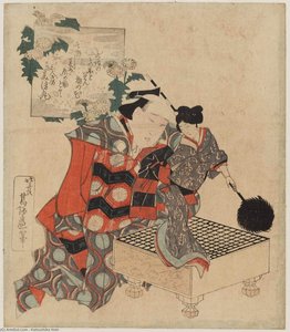 Puppeteer With Puppet Of A Female Feathered-lance Bearer — Katsushika Hokusai
