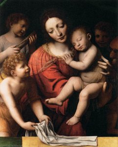 The Virgin Holding The Sleeping Child, With St John And Two Angels — Бернардино Луини