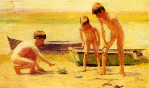Boys Playing With Crabs — Thomas Pollock Anshutz