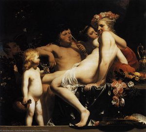 Bacchus With Nymphs And Cupid — Caesar Van Everdingen (cesar Pietersz)