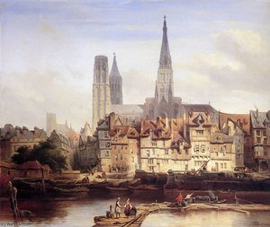 Parisian Quay In Rouen Sun — Johannes Bosboom