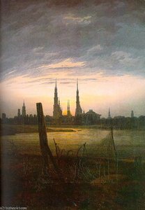 City At Moonrise — Caspar David Friedrich