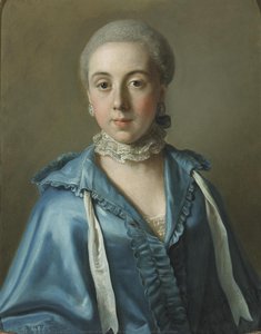 Portrait Of A Lady With A Blue Dress And Lace Collar — Jean-étienne Liotard