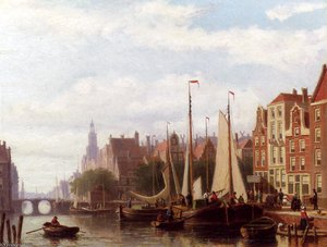 Johannes Frederik A Busy Day On The Canal — Abraham Hulk Senior