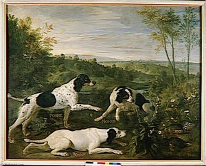 Bonne, Nonne Et Pomme, Chiennes De La Meute De Louis Xiv — Alexandre François Desportes