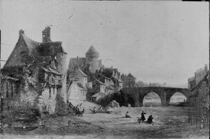 Laval Vue De La Mayenne Et Du Vieux Chateau — Jean Baptiste Messager