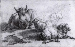A Cow And Three Sheep — Adriaen Van De Velde