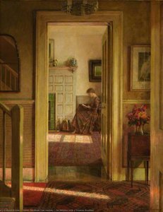 An Interior With A Woman Reading — Anton Abraham Van Anrooy