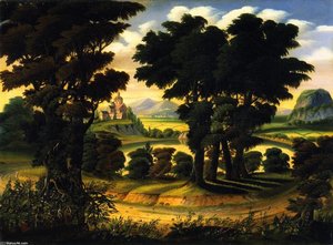Landscape With Lake And Monastary (also Known As Lake Albano And Castel Gandolfo) — Thomas Chambers