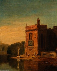 A Lake With A Pavilion And A Statue, Italy — Richard Wilson