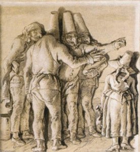 Pulcinellas Sending Away A Young Girl — Giandomenico Tiepolo