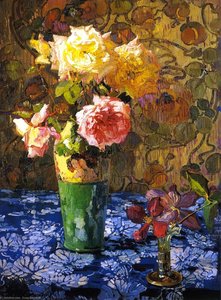 Roses In A Atall Glass — Franz Bischoff