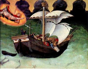 Quaratesi Altarpiece. St. Nicholas Saves A Storm-tossed Ship — Gentile Da Fabriano