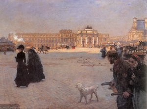 Guiseppe De The Place De Carrousel And The Ruins Of The Tuileries Palace In — Giuseppe De Nittis