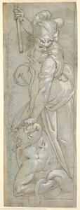 Female Warrior Crushing A Satyr — Bartholomeus Spranger