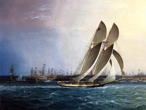 New York Yacht Club 'comet' Off The Battery — James Edward Buttersworth