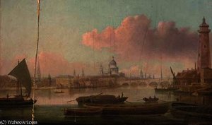 View On The Thames With Blackfriars Bridge And St. Paul's Cathedral Beyond — Daniel Turner