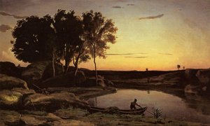 Paesaggio Sereno (anche Noto Come Il Ferryman, Sera) — Jean-baptiste-camille Corot