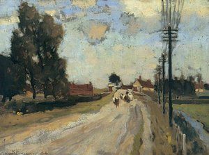 Landscape And Telegraph Poles — Bertram Priestman