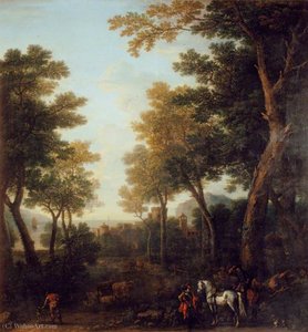 Wooded Landscape And Coastal Town — John Wootton