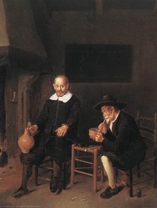 Interior With Two Men By The Fireside — Quiringh Gerritsz. Van Brekelenkam