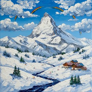 Serenitatea Vârfului Cestial: O Studie Sculpturală A Luminii Alpine Și A Cerurilor Prismatice