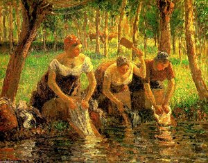 Mujeres Lavando Ropa. Eragny Sur Epte — Camille Pissarro