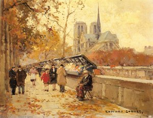Booksellers Along The Seine, Notre-dame View — Edouard Cortès